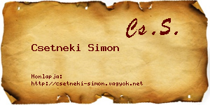 Csetneki Simon névjegykártya
